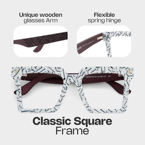 Image of Zeelool Vintage Square Eyeglasses Frame for Men with Non-prescription Clear Lens ZJGX320783