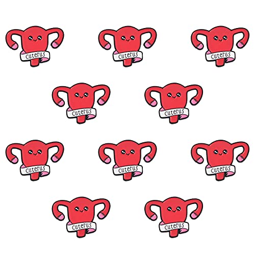 WANDIC Emaille-Broschen in Mutterleib-Form, Uterus Ovara, weibliche Frau, Organ, medizinisches Symbol, Brosche, Schmuck, Geschenk für Krankenschwestern, Ärzte, Feministen, Dekoration, 10 Stück Cover