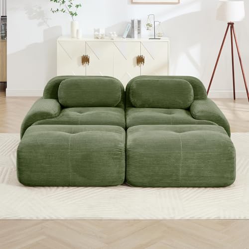 Image of Corduroy Modular Sectional Sofa, Oversized Cloud Couches for Living Room