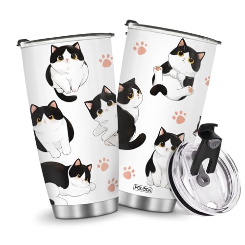 Insulated Tumbler 20oz Artistic Cat Coffee Mug Gifts for Women Girls Sisters Daughters Students Friends Girlfriend Christmas Birthday Children Cup Water Bottle Car Home Travel Cold Iced Hot