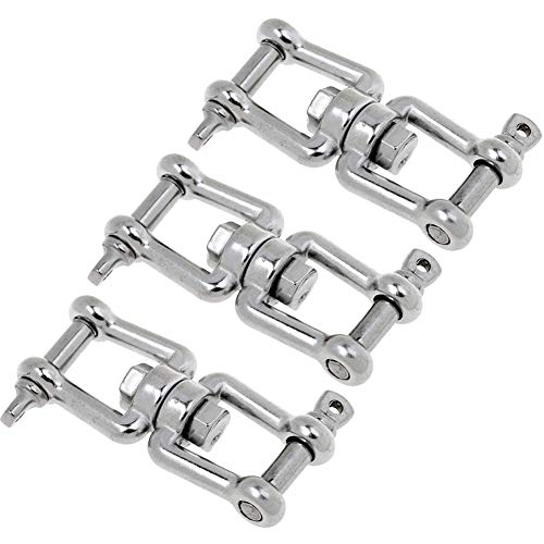 SIMUER 3 Conectores de Cadena de Anclaje Giratorio de Acero Inoxidable 304, para Anclaje de Barco, Cadena o Amarre, grillete Doble, Plateado, 12 mm