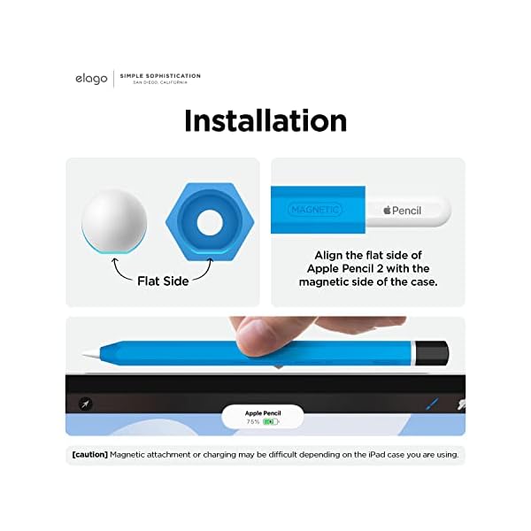 elago Klassische Hülle Kompatibel mit Apple Pencil 2. Generation Cover Hülle, Dauerhaftes Silikon, Klassisches Design… – Bild 6