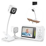 Baby Monitor with Camera and Night Vision - 1080P HD Baby Camera Monitor with Cot Clip & Holder, No WiFi, Secure 2.4GHz, Cry Detection, 4X Zoom, Reminder, Temp Sensing & Lullabies, SD Card Included