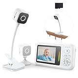Baby Monitor with Camera and Night Vision - 1080P HD Baby Camera Monitor with Cot Clip & Holder, No WiFi, Secure 2.4GHz, Cry Detection, 4X Zoom, Reminder, Temp Sensing & Lullabies, SD Card Included