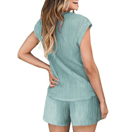 Ensemble deux pièces pour femme anti-serrage avec short réglable et haut manches courtes doux - 4