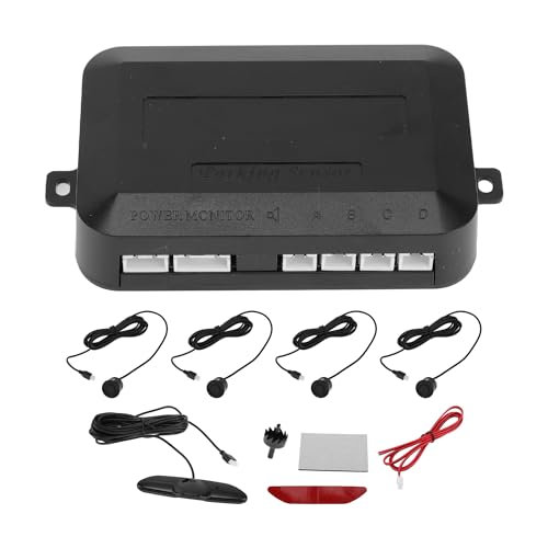 HOPESPANNER Universal Car Auto Reverse Backup Radar System Distance Detection Reverse Parking Sensors Alarm Buzzer Reminder 4 Parking Sensors LED Distance Display