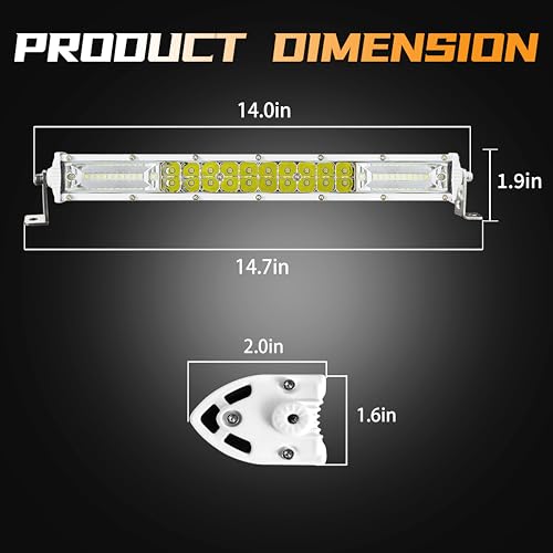 Image of Marine Light Bar, Boat LED Light Bar 12 Inch 60W 6000lm Light pods Waterproof 12V 24V Flood Light for Offroad ATV UTV RV RZR Truck Tractor Trailer Yacht Fishing Driving Barra, 1 Pack White Lightbar