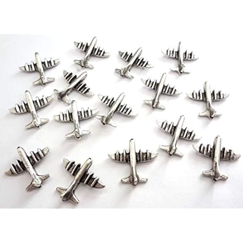 Airplane Decorative Metal Push Pins, Silver, T-503AS, Set of 15 Cover