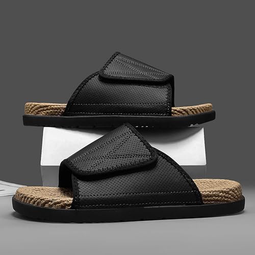 Men's Slide Sandals Summer Anti-Slip Breathable Beach Flip-Flops Comfortable Thick Sole Home Open-Toe Shower Clogs Large Size 6-143