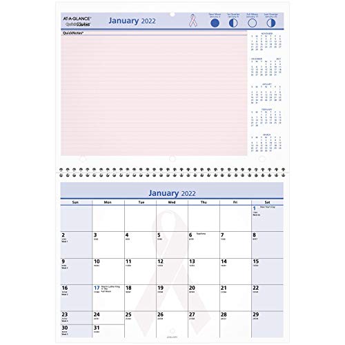 2022 Wall Calendar by AT-A-GLANCE, 11" x 8", Small, Wirebound, QuickNotes, City of Hope (PMPN5028)
