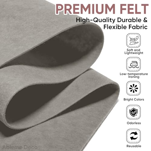 Image of Soft Felt Fabric Sheet 18 inch x 36 inch, 1.6mm Acrylic Craft Felt, Light Grey | Soft Thick Felt by The Yard, Large Precut Sheet, Nonwoven Fabric for Sewing DIY Crafts, Classroom & Home Decor
