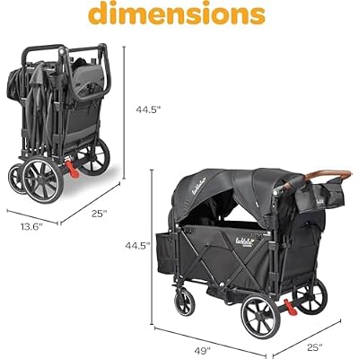 Larktale Caravan V3 Stroller, 2-Seater Kids Wagon, 207 lb Capacity, Byron Black