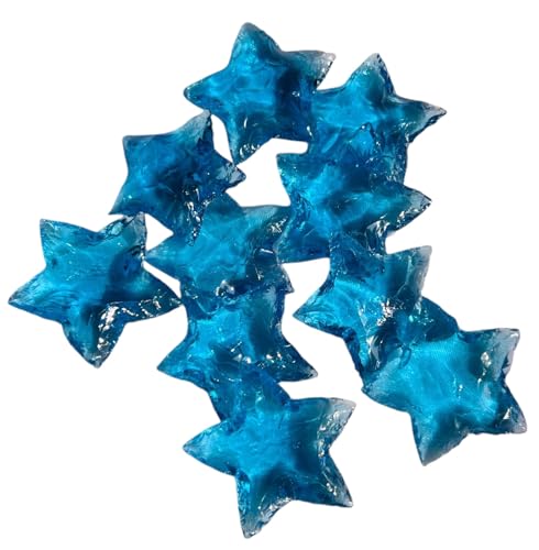 5 Pcs Aquamarine Crescent Star, Aquamarine Carved Star Aquamarine Crystal Star for Wire wrap Aquamarine Carving Metaphysical Glass Crescent Star Healing Crystal for Jewelry Making