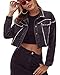 Produktbild ORANDESIGNE Damen Jeansjacke Button Down Boyfriend Crop Denim Jacket Jean Jacke A Schwarz 42