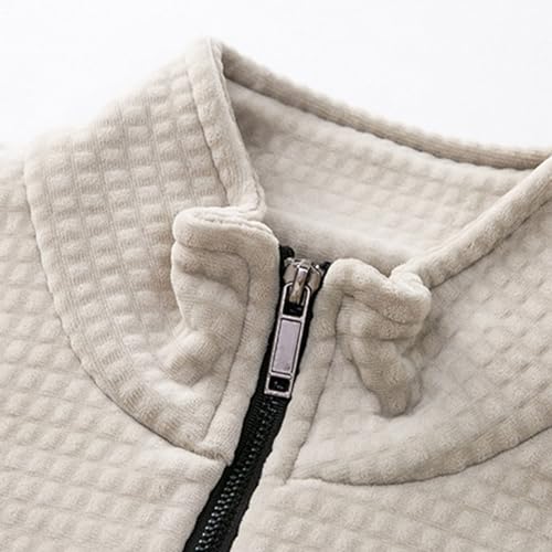 Pull zippé pour hommes en alpaga chaud et doux couleur unie - 7