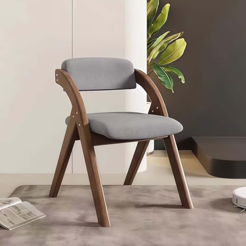 2 sillas de comedor plegables, asiento y respaldo de tela acolchados, patas de madera de goma maciza, sillas de cocina tapizadas para muebles de comedor y sala de estar