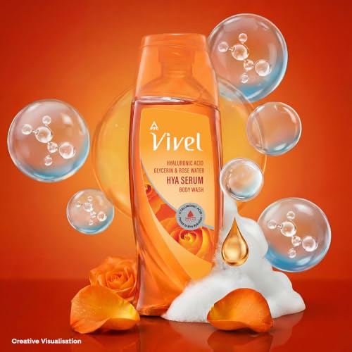 Image of Vivel Hya Serum Hydrating Body Wash 200ml|Hyaluronic Acid, Glycerin & Rose Water|Deep Intense Daily Hydration Shower Gel|Improve Dry Rough Skin Texture |Dermat Recommended |No Paraben|For Men & Women