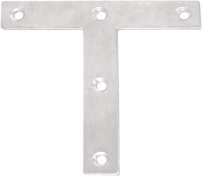 DTGN 4.72"x4.72"(HxW) T Brackets - 2Pack - Good for Furniture Mending Repairs - Durable 304 Stainless Steel Fixing Brace Plates - Silver Tone