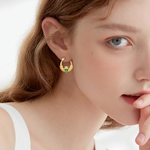 Claddagh Earrings for Women 925 Sterling Silver 14k Gold Plated Irish Claddagh Gold Hoop Earrings 20x17mm Shiny Classic Celtic Jewelry Gifts for Lovers2