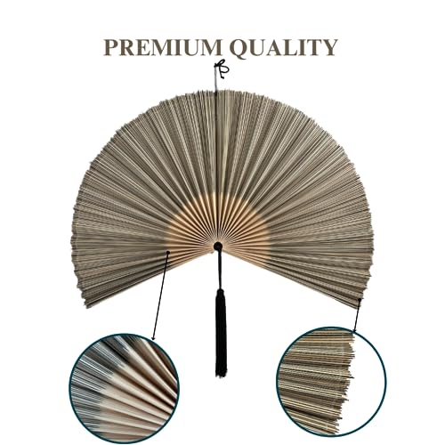 ChumDecor Fan Wall Decor,Japanese Wall Fan Decor,Large Bamboo Fan Wall Art For Boho Hanging Headboard,Decorative Folding Fan For Over Bed Decorations,Large Wall Dcor (40inch, Gray)