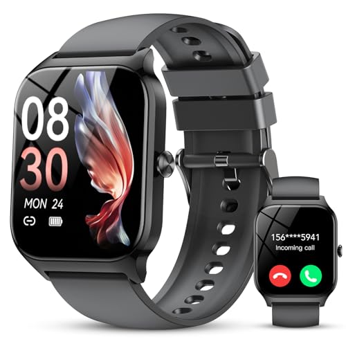 CASCHO Smartwatch Uomo Donna, 1.85'' Orologio Smartwatch con Effettua/Risposta Chiamate, 115+ Sportive Smart Watch con Contapassi/Sonno/Cardiofrequenzimetro, IP68 Fitness Tracker per iOS Android