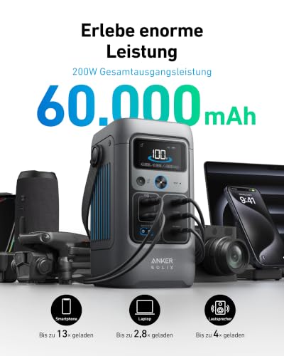 Anker SOLIX C200 DC Portable Power Station, 192Wh, 200W, Outdoor Camping - Image 2