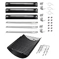 Hiorucet 15.5" - 26" Adjustable Ash Pan Drip Pan Grill Parts for Char Griller 5050 5650 3001 4000, Heat Plate Shields Burner Tubes Ignitor with 2pcs Grate Hangers for Char Griller Replacement Parts