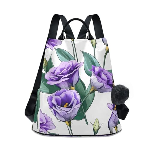 Sac à dos femme fleurs violettes idéal pour les balades urbaines et le bureau