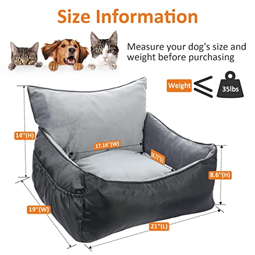 CATROMANCE Dog Booster Seat, Dog Car Seat for Small Dogs with Clip-On Safety Leash Adjustable Straps and Storage Pocket, Detachable and Washable Dog Bed for Car Travel - Image 3