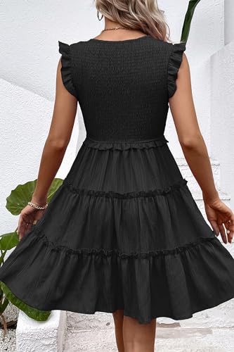 Image of Beachsissi Women's Solid Color Cute Dresses V Neck Casual Dress