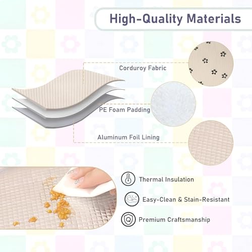 Image of SVH Large Capacity Lunch Bag for Women & Kids | Corduroy Thermal Insulated Food Tote with Front Pocket & Carry Handles for School, Office & Travel (Corduroy Bow)