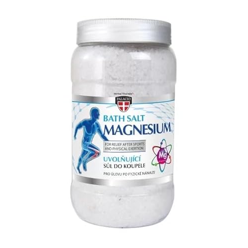 Palacio Sales de baño con magnesio para relajación después de deporte y esfuerzo físico, sin aceite mineral, parabenos ni silicona, 1,2 kg