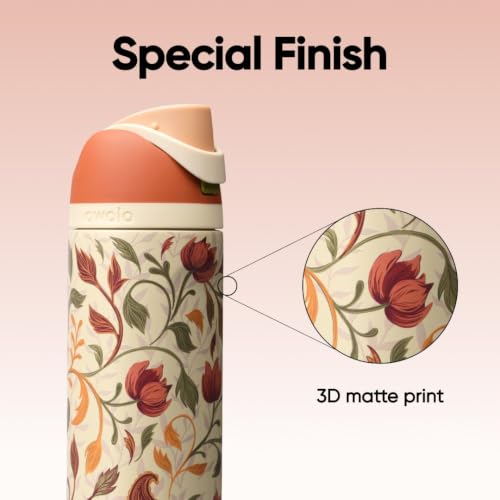 Image of Owala FreeSip Stainless Steel Water Bottle 24 oz Woodland Boho