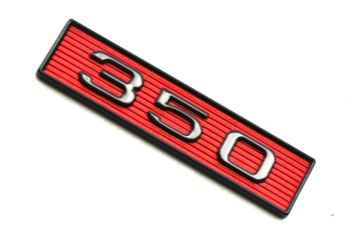 Image of 2Pcs 350 Emblems 350ci 5.7L Block Engine Hood Scoop Badge 3D Decals Stickers Cars Trucks (Black Red)