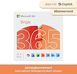 Microsoft 365 Single | 1 Jahr | 1 Person | Office Apps mit KI | 1 TB Cloudspeicher | Abo mit automatischer Verlängerung