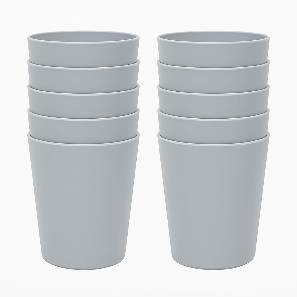 10 pack 18-Ounce Plastic Tumbler Durable Gray Reusable Cup for Everyday Beverages Lightweight Travel Drinkware for Home Office