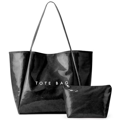 Image of KALIDI PVC Tote Women Weekender Bag Large Shopper Handbag Oversize Shoulder Travel Purse