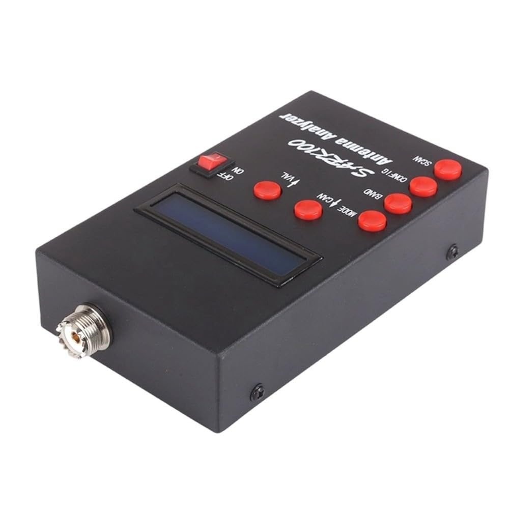 SARK100 Antennenanalysator Meter 1-60MHz Kurzwellen-SWR Antennenanalysator mit Einem Nutzbaren Messbereich Von 1,0 Bis 9,99 SWR