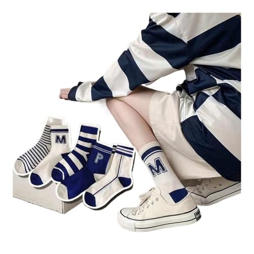 5 Pairs Women Mid-Tube Socks Autumn Winter New School Style Simple Casual Cotton Socks Tide Medium Length Stockings4