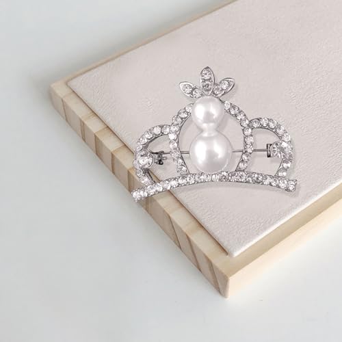 Image of YUNXI King Queen Royal Crown Brooch For Women Men Fashion Gold Silver Rhinestones Crystal Brooches Pin Wedding Party Banquet Birthday