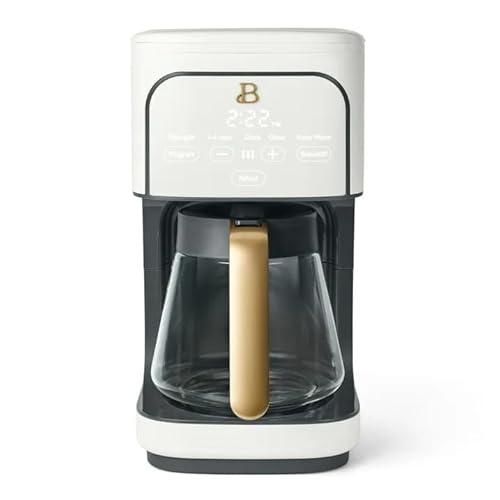 Image of Beautiful 12-Cup Programmable Drip Coffee Maker with Touch-Activated Display, White Icing – Large Capacity Coffee Machine with Auto-Brew, Reusable Filter & Keep Warm Function