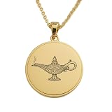 Collana con ciondolo a forma di lampada magica (lampada di Aladino) realizzata in argento sterling 925 placcato oro con catena da 45 cm. Gioielli fatti a mano per uomo e donna |WWS_EGP_00741