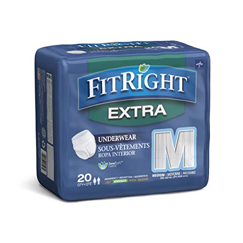 Medline MSC13005A Protect Extra Protective Underwear, Medium, 4 Packs of 20 (80 total)