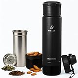 Termo para café, té y proteína – Botella negra 530 ml con infusor, compartimento oculto y diseño todo en uno –...
