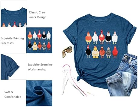 Chicken Shirt for Women Farm Tees Farm Girl T Shirt Funny Chicken Graphic T-Shirt Casual Short Sleeve Tops