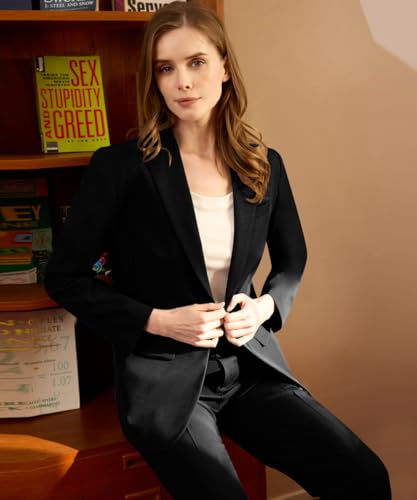 Miesuit Women's Formal Suits: Elegant Black 2-Piece Slim Fit Blazer and Pants Set for Business and Work - Image 4