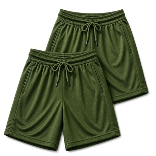 Image of RISH Kids Dri-Fit Sports Shorts for Boys & Girls | Breathable Polyester Activewear Shorts with Elasticated Waist, Drawstring & 2 Side Pockets | Solid Colours | Single and Multi Packs