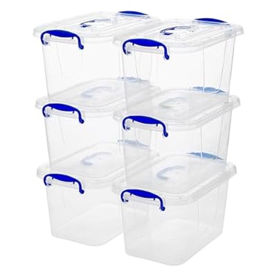 YYQX 6-Pack Clear Plastic Storage Bin with Lids, Stackable Organizer Box with Latching Handle, 6.5L/7quart