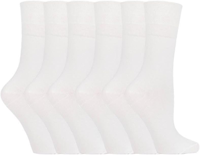 IOMIFootnurse - Ladies 6 pack loose non elastic diabetic socks with hand linked toe seams
