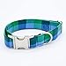 Personalized Spring Blue Plaid Dog Collar and Bowtie | Green and Blue Plaid Boy Dog Collar | Matching Collar & Bowtie | Handmade Designer Collar (Small, Collar and Bowtie set)